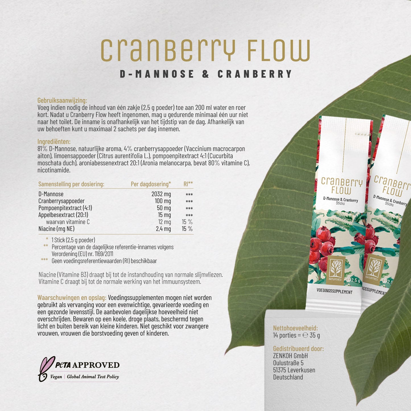 Beerenblase-Sticks D-Mannose NL Etikett