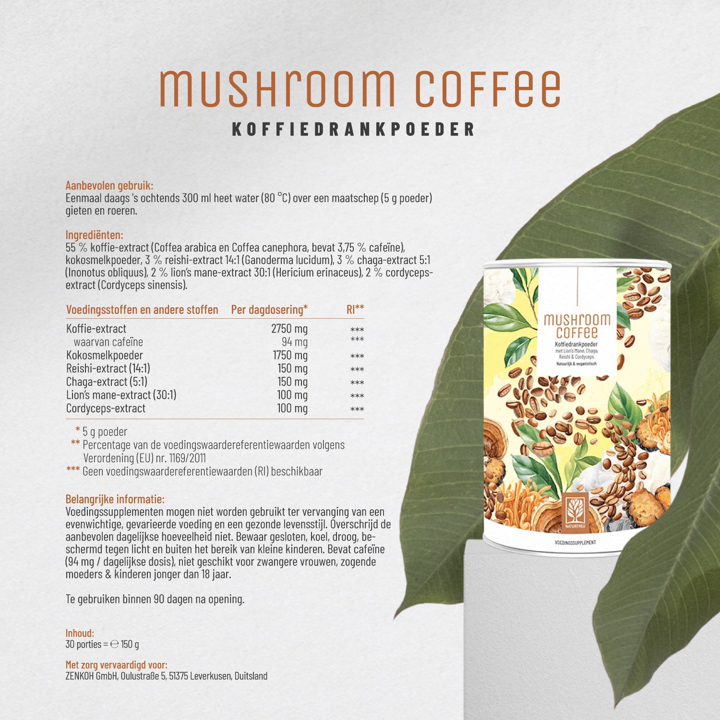 Pilzkaffee Kaffeegetraenkepulver NL Etikett