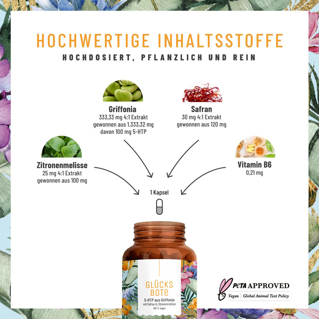 Gluecksbote 5-HTP aus Griffonia Hochwertige Inhaltsstoffe