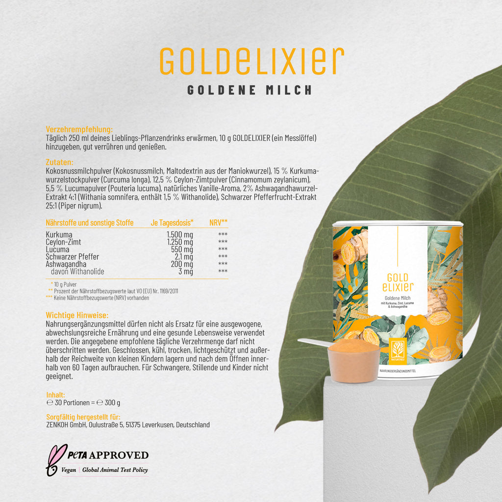 Goldelixier Goldene-Milch Etikett 