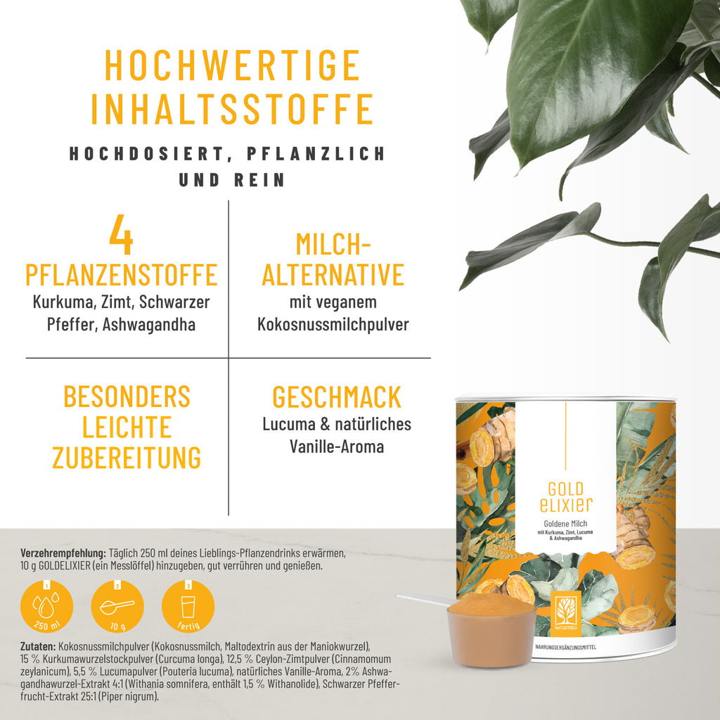 Goldelixier Goldene Milch Hochwertige Inhaltsstoffe
