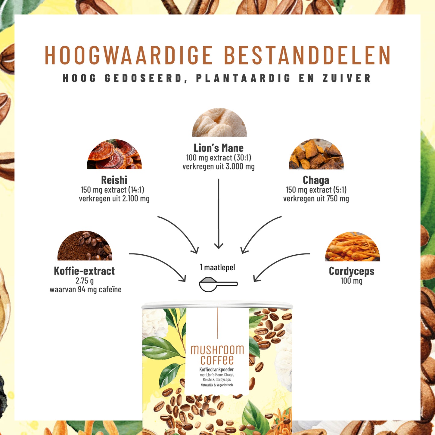Pilzkaffee Kaffeegetraenkepulver NL Hochwertige-Inhaltsstoffe