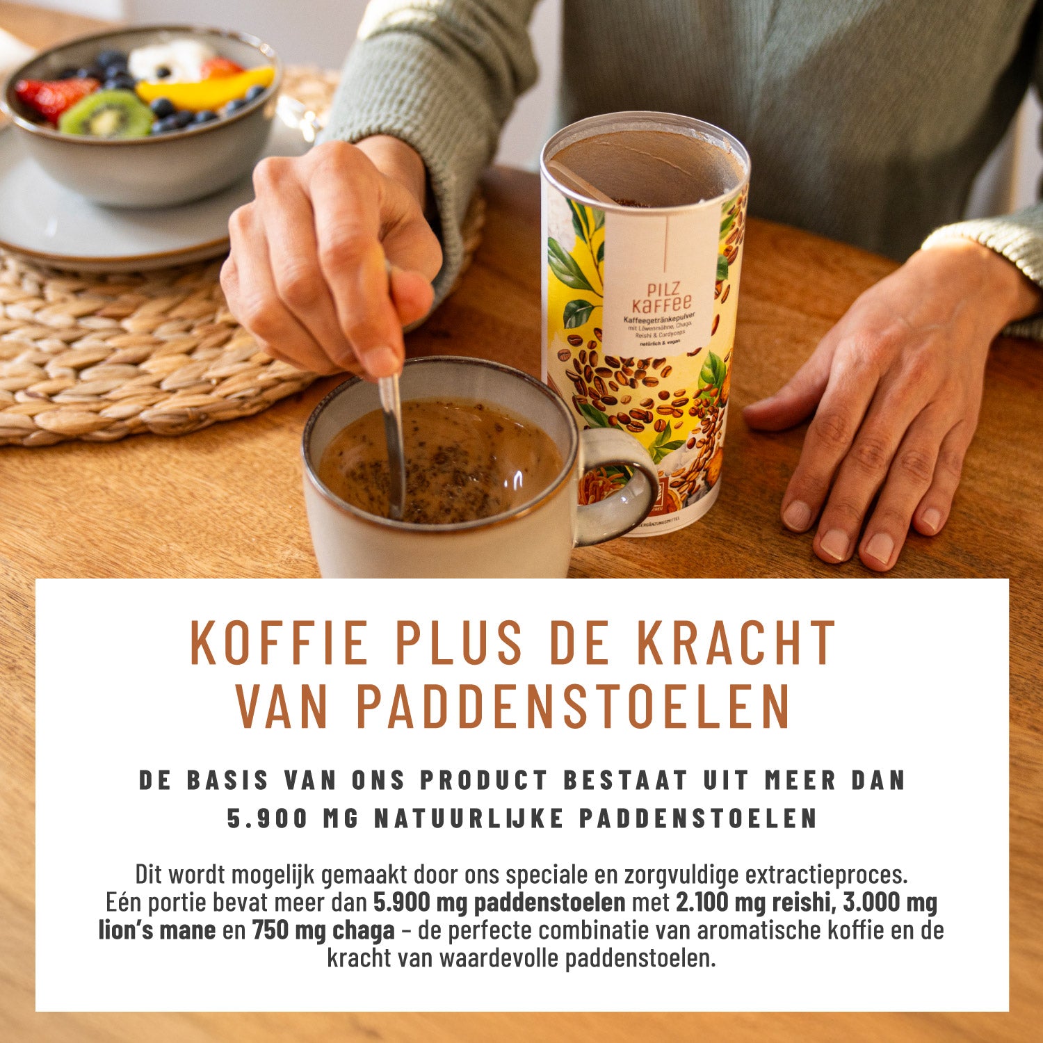 Pilzkaffee Kaffeegetraenkepulver NL Moodbild
