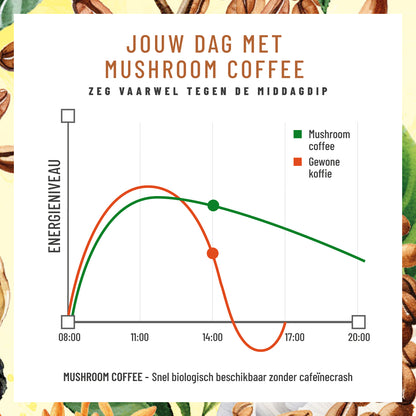 Pilzkaffee Kaffeegetraenkepulver NL Moodbild Koffeinkurve