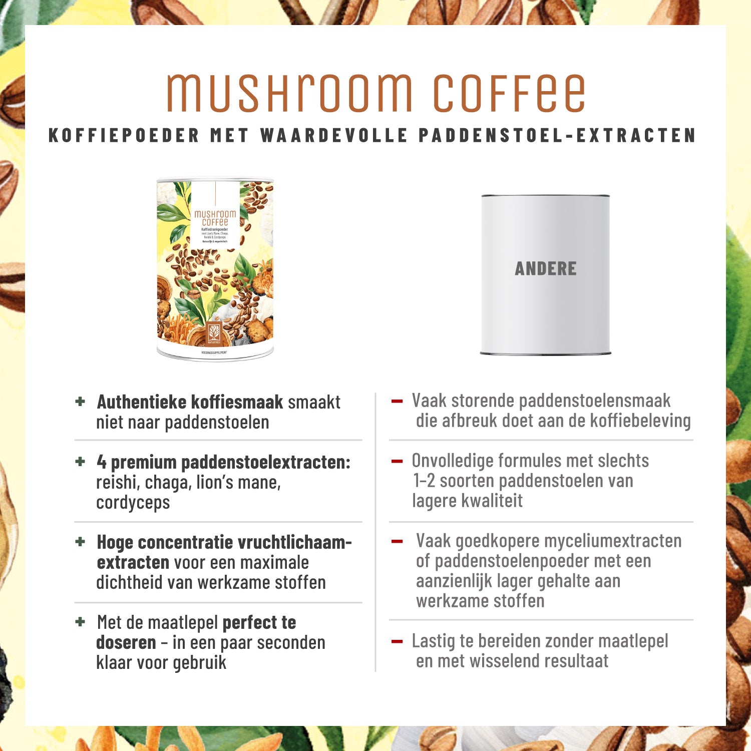 Pilzkaffee Kaffeegetraenkepulver NL Vergleichstabelle
